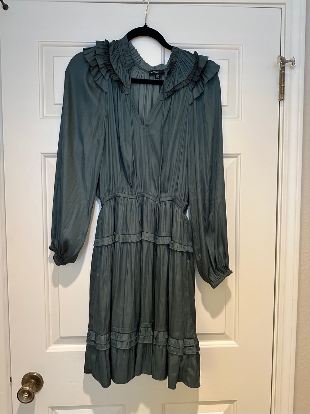 Current Air Los Angeles Silky/Satiny Long sleeve Ruffle Dress